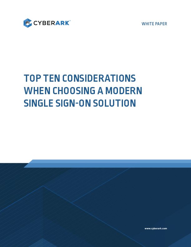 Top Ten Considerations When Choosing a Modern Single Sign On Solution